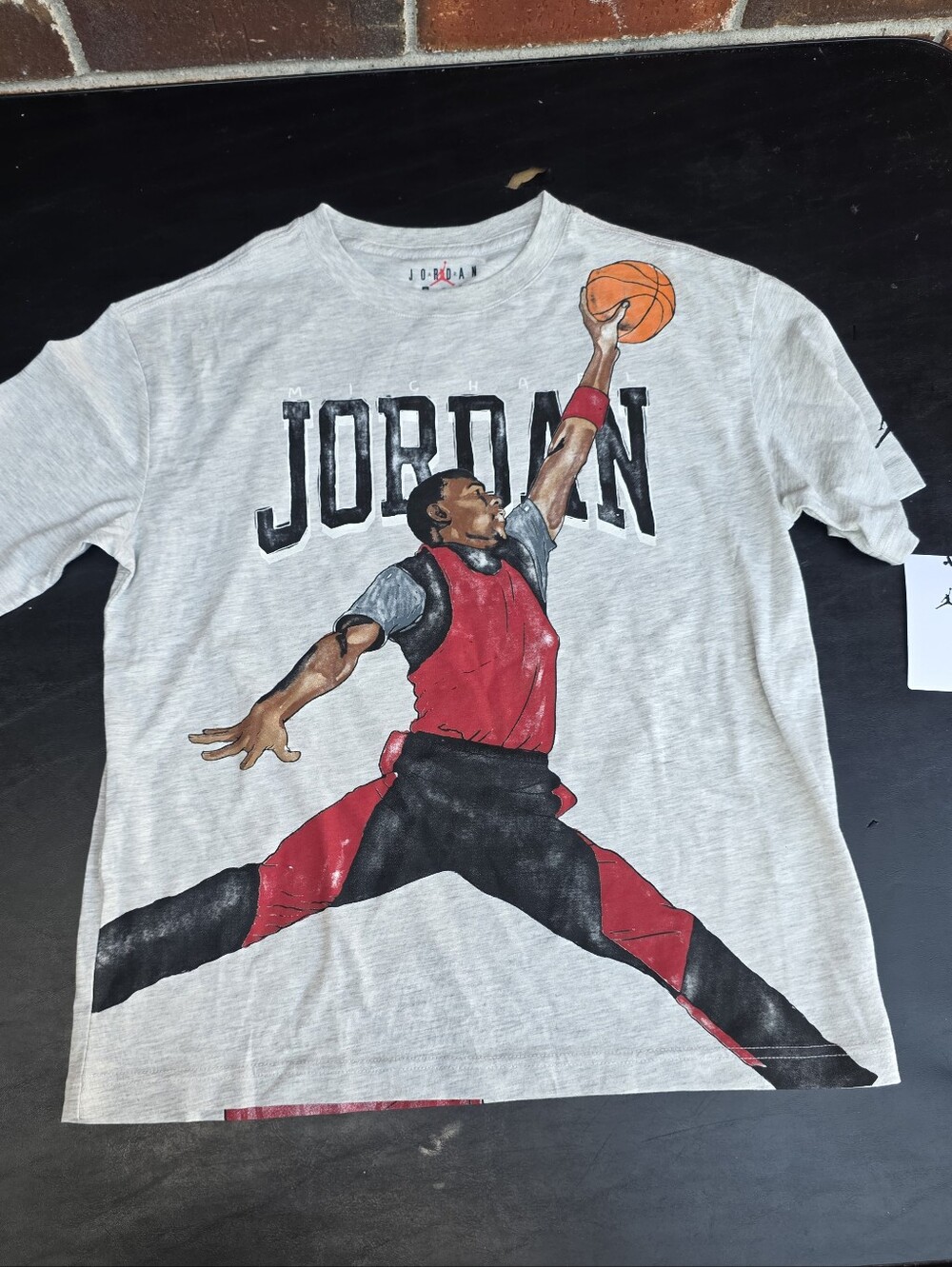 Jordan Kids Graphic Tee - Grey with Red & Black